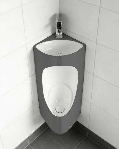Lavabo da parete in ceramica con tubo di drenaggio, design salvaspazio per bagno, garage, scuola o ospedale, elegante e funzionale