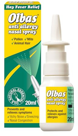 Olbas Anti Allergy Nasal Spray - Made with Natural Essential Oils - 20ml | Prevents and Relieves Allergy Symptoms
