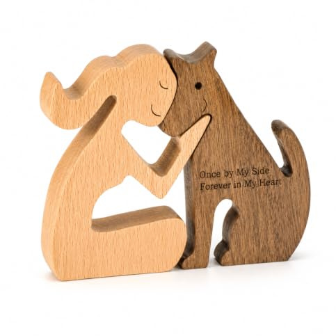 Hundefiguren Aus Holz, Hundestatue, Holzskulpturen, Handgefertigte Akzente, Holzdeko für Hundeliebhaber, Geschenkidee für Festtage, Ein Stück Handwerkliche Holzfigur, Geschenk für Hundebesitzer