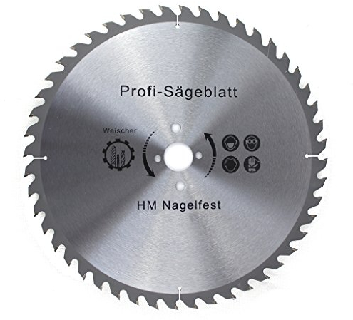 Weischer® - Kreissägeblatt 500 x 30 mm | 36 Zähne (Wechselzahn) | 30 mm Bohrung | HM Hartmetall Sägeblatt | für Paletten, Holz, Spanplatten, Bauholz | Längsschnitt Querschnitt I NAGELFEST