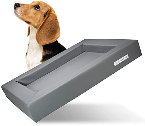 dogsfavorite Hunde-Bett - waschbares Hundekörbchen - hochwertiges Hundesofa - gelenkschonendes Hundekissen - robuste Hundematte - Hundekorb - Gr. M 90 x 70cm - grau