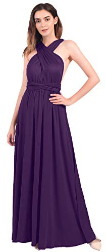 FYMNSI Robe Longue Femme Soiree, Multiway Transformateur Robe de Demoiselle d'honneur de Mariage V-Cou Licou Dos Nu sans Manches Elégant Soire Fête Été Plage Formelle Maxi Wrap Robes