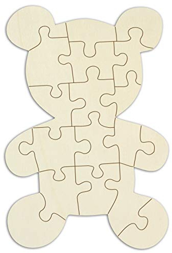 Holzpuzzle Teddy zum selbst gestalten und bemalen - 19 Teile, 42 x 29,5 cm - personalisierbares Puzzle aus Holz