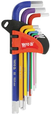 Yato YT-05631 - Juego de llaves hexagonales (9 unidades, 1,5-10 mm, acero S2)