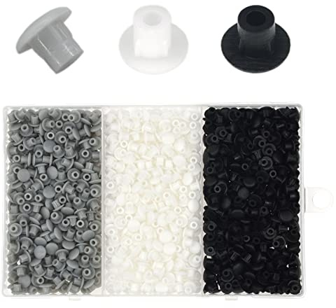 900 Stück 5mm Kunststoff-Lochstopfen,Schraubenlochabdeckungen (schwarz, weiß, grau)