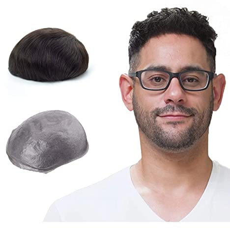 Lordhair Perücke Männer,Realität Toupet,0,06 mm Alle V-Looped Dünnes,Haarfreestyle,Natürlich eng anliegend, Elegant und Schön