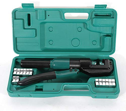 Manuelle hydraulische Crimpzange 5T - Quetschzange für Kabelschuhe 4-70 mm² + Koffer - Mit 8 Crimpmatrizen-Sätzen - Hochwertiges Werkzeug für Elektroinstallationen