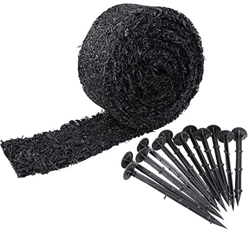 7Penn Paillis en caoutchouc noir pour l'aménagement paysager et le jardinage – Rouleau de paillis en caoutchouc de 11,4 cm x 3 m pour bordure d'arbre et d'aire de jeux