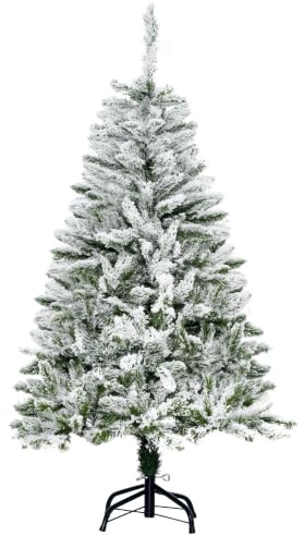 HOMCOM Sapin de Noël Artificiel Enneigé 120H cm, 200 Branches Épines | Imitation Nordmann, Grand Réalisme