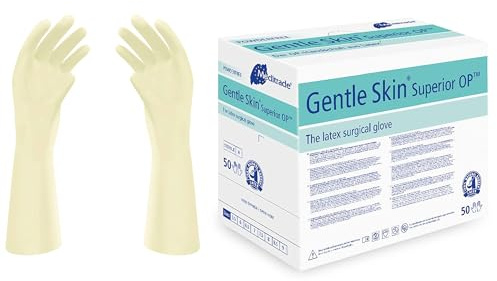 Meditrade Latex Surgical Gloves, Sterile, Powder-Free, Size 6, 50 Pairs | Sterile Gloves, Medical Gloves, PPE Cat III, ISO 11137-2, DIN EN 455, Anatomical Fit, Double-Gloving, 50 Pairs