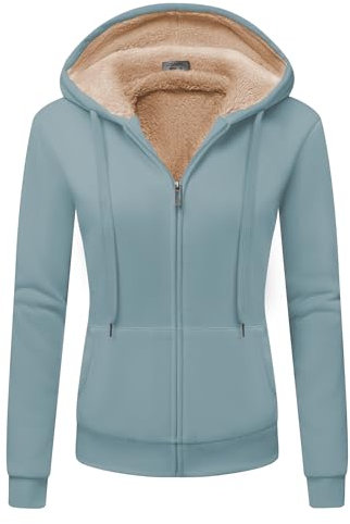GEEK LIGHTING Sweatjacke Damen Gefüttert Kapuzenpullover Damen Winter Fleecejacke mit Kapuze Warm Einfarbig Sweatshirt Hoodie Zip Kapuzenjacke mit Reißverschluss M-2XL