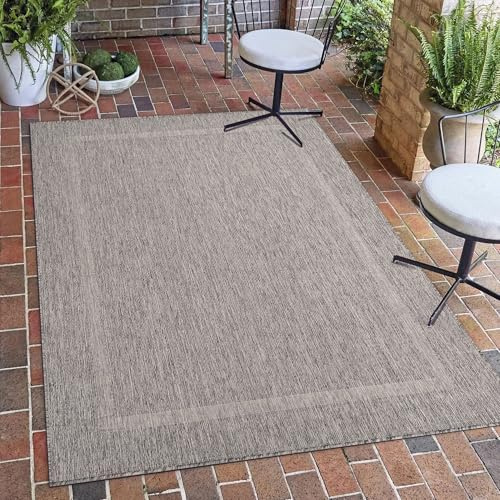 Carpetsale24 Alfombra Exterior Interior Resistente a la Intemperie, Impermeable 80 x 150 cm Gris - Alfombra de Cocina de Tejido Plano, Unicolor - Alfombras Exterior para Balcón, Terraza y Jardín