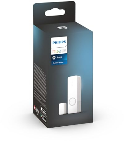Philips Hue Secure Smart Home Kontaktsensor für Türen und Fenster, einfache Installation, Smart Home Security und Lichtsteuerung mit nur Einer App, Hue Bridge erforderlich, schwarz, 1er Pack