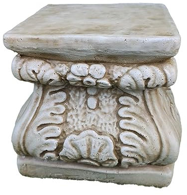 AnaParra Pedestal Columna Decorativa jardín Cuadrado Floral de hormigón Piedra 24x24x24cm. para Exterior Peso 24Kg.