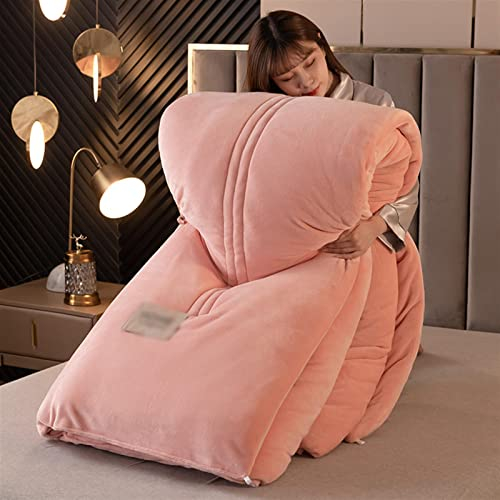 Gvqng Winterdecke, Weicher Milchsamt Warme Bettdecke, Dick warm Daunenbettdecke für Doppelbett, Flauschiges Flanell Warme Überwurfdecke, Dicke Kaschmirdecke,Rosa,150x200cm(2.5kg)