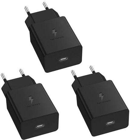 3er Pack Ladegerät USB C für Samsung Galaxy S23 S22 S21 S20 fe S10 S10e S9 S8 A54 A53 A52 A51 A34 A14 A13 und M-Serie Handy,Schnellladegerät PD Ladeadapter, Fast Charger Adapter Universal Netzteil