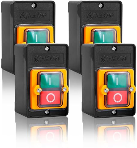 Interruttore a Pulsante AC 220V / 380V 10A, 4 Pezzi Interruttore Pulsante On Off Impermeabili Interruttore Macchina Tessile Meccanica