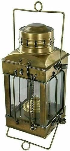 Nave Lanterna Ottone Lampada Olio Nautico Barca Marittima Antica Luce Vintage Ancora