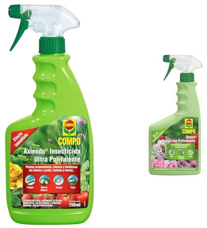 COMPO Axiendo Insecticida ultrapolivalente, Para plantas de interior y exterior & Duaxo Fungicida Polivalente, Para plantas de interior, huerto y jardín, 750 ml