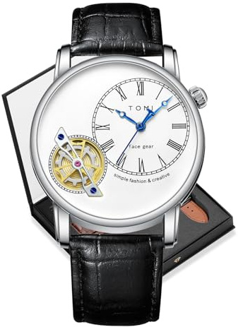 CIVO Montre Homme Cuir Analogique: Montres Bracelet Argent pour Hommes - Étanche Quartz Montre Élégant Cadeau Homme