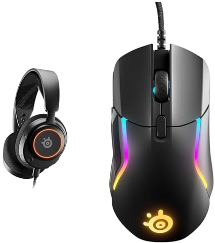 SteelSeries Arctis Nova 3 - Multi-System Gaming-Headset – Hi-Fi-Treiber & Rival 5 - Gaming-Maus - TrueMove Air Optische Sensor mit 18CPI - 9 programmierbare Tasten - Federleichte 85 Gramm, Schwarz