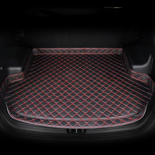 HDJYCZM Auto Kofferraummatten für Audi Q7 2017-2024, rutschfest Wasserdicht Kratzfest Autos Kofferraummatte Zubehör,[High Side Protection] Black red line