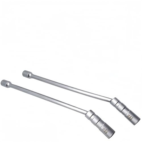 Zündkerzenschlüssel, 2 Lange Zündkerzenstecker 14/16mm 12 Punkt Schwenkbare Magnetische Steckschlüssel für Motorrad Motorsäge Rasenmäher (2 Lange Modelle)