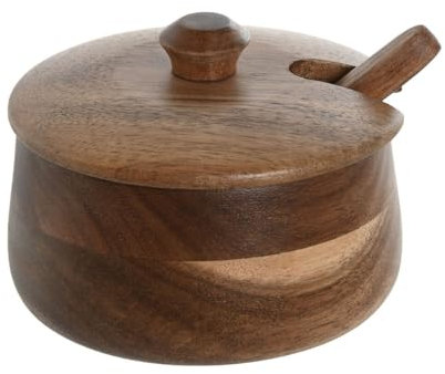 Home ESPRIT Sucrier naturel en bois d'acacia 9,5 x 9,5 x 7,5 cm