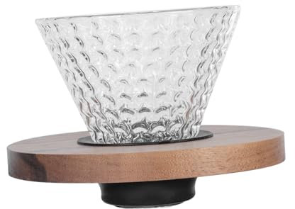 OKUMEYR Coffee Filter Glass Hand Brew Pot Strainer Wood Tray Funnel for Practical Cup Use As Tea Slag Funnel in Kitchen Scenario