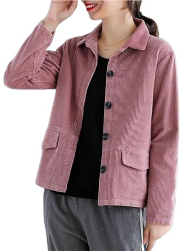 XuanXmy Veste Rétro En Velours Côtelé Pour Femmes Veste Décontractée De Mode De Rue Revers Avec Poche Veste Slim Fit XXL