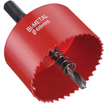 Flintronic Hole saw, Lochfräse Set, 68mm Lochkreissäge, Bi-Metall-Lochsäge, 1 Bohrer, 1 Mechanische Feder,1 Sechskantschlüssel, Lochsäge für Aluminium, Holz, PVC-Platte & Kunststoffplatte 1/4 Gewinde