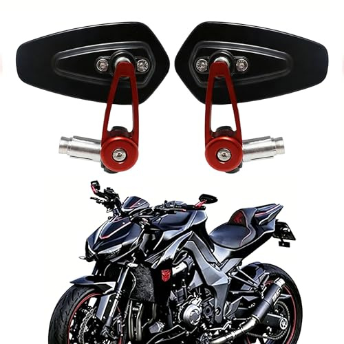 YUJYGAO Lenkerendenspiegel Motorrad 7/8 22mm Universal Lenkerspiegel Rückspiegel kompatibel mit GROM MSX125, CB500F, Z750, MT-03, MT-07, FZ-07, MT-09, FZ-09, MT-10, FZ-10, FZ6,SV650, SV1000 (Rot)