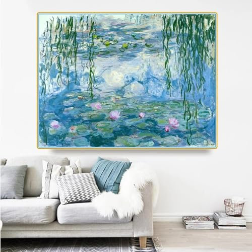 Claude Monet 《Seerosen 1916-1919》 Drucke auf Leinwand, Kunst, Ölgemälde, Kunstwerk, Poster, Bild, moderne Wanddekoration, 40 x 60 cm, rahmenlos