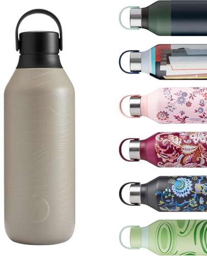 Chilly's Series 2 Drinking Bottle - Insulated Stainless Steel Bottle with Soft-Touch Collar & Carrying Loop - Thermal Flask for hot & Cold Drinks - Leak-Proof, no Condensation - Strata, 500ml