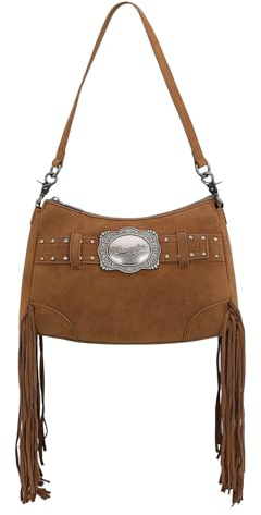 Montana West X Wrangler Hobo Bag for Women Fringe Western Shoulder Bag Vegan Suede Tassel Hippie Crossbody Bag WG241-2022BR