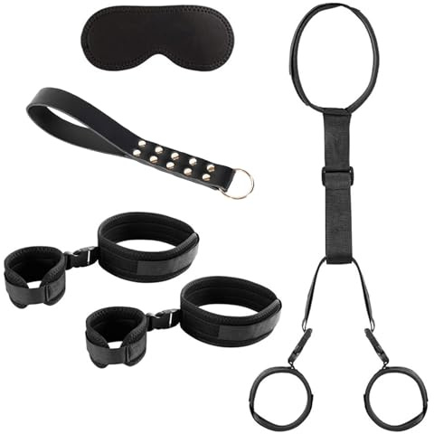 FLYSL BDSM Kit de Menottes Bondage Menottes Sexy Érotique,BDSMs Set Accessoires,Retenue et Bondage pour Esclaves,Objet Sexuelle Adulte Couple pour Faire L'amour,Sex Toýs Couple (Noir)