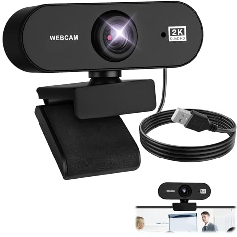 Unicavu Webcam PC 2K 30 FPS Full HD 1080P, Camera PC USB avec Microphone | Web cam pour Streaming, Télétravail, Vidéoconférence, Plug & Play