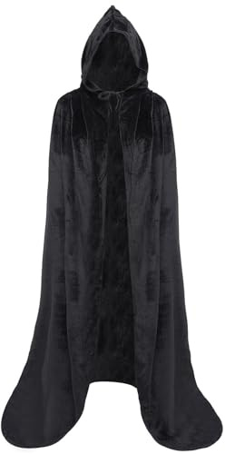 Kappa Cape Unisex Kökostym Med Huva, Rollspelsmantel Festoutfit(Black,3XL)