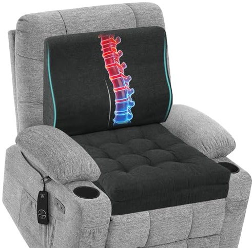 Shinnwa Memory Foam Fernsehsessel Sitzkissen mit Rückenkissen für ältere Menschen, 50x50x12.7CM Dual Layer Sitzerhöhung Rutschfestes Sitzkissen für Sofa, Schwarz