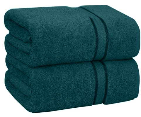 COTTON CRAFT Ultra Soft Bath Sheets - 2 Pack - 35 x 70 - Absorbent Quick Dry Everyday Luxury Hotel Bathroom Spa Gym Shower Beach Pool Travel Dorm - 100% Ringspun Cotton - 580 GSM - Easy Care - Teal