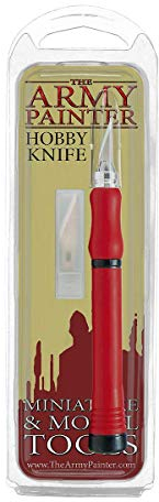 The Army Painter Hobby Knife, Bisturí con 5 hojas de repuesto, Mango con Mecanismo de Bloqueo Seguro, Herramienta para Modelado de Figuras Miniaturas, para Juego de Rol y Juego de Mesa