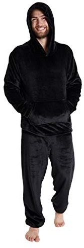 CityComfort Pyjama Homme, Ensemble De Pyjamas en Polaire Douce avec Pantalon Taille Élastique Et Pull à Capuche en Pilou Chaud, Idée Cadeau Ado ou Adulte