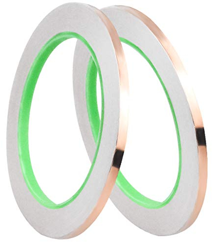 2 Pezzi Foil Tape Copper, 6mm X 20m Nastro Alluminio Adesivo Conduttivo, Nastro Lumaca da Giardino per Schermatura Elettromagnetica