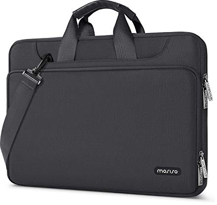 MOSISO 360 Schütz Laptoptasche 16 Zoll, 15-15,6 Zoll Laptop Umhängetasche Kompatibel mit MacBook Air 15 M4 M3 M2/Pro 16, HP, Dell, Lenovo, Asus, Farblich Passende Tasche mit Gürtel, Schiefergrau