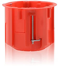 Gerätedose Halogenfreie Verbindungsdose tiefe Verteilerdose Hohlwanddose Fräsloch 68mm Höhe 60mm IP30 850°C, Rot für Gibskarton-Platten & Holzwände, Inkl. Pfoten (Schrauben)