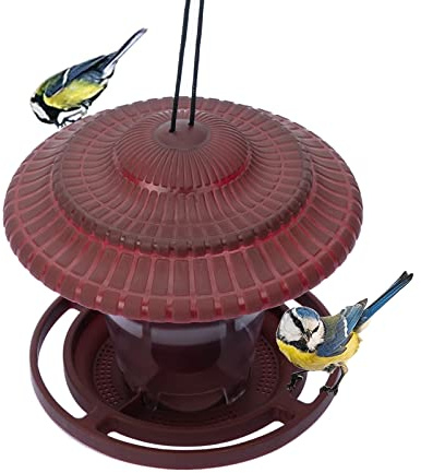Vogelfutterspender Zum Aufhängen, Vogelhäuschen Balkon Bausatz, Futterstation Vögel Wetterfest, Futterspender Wildvögel Rotkehlchen Schutz Vor Eichhörnchen, Futtersäule Füllung Mehlwürmer (Braun)
