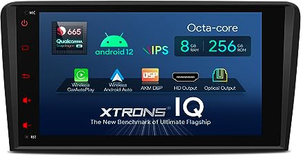 XTRONS 8 Zoll QLED IPS Android 14 Autoradio Qualcomm 665 Octa Core 8GB 256GB Eingebautes 4G LTE Car Play Android Auto HDMI-Ausgang WiFi GPS Bluetooth 5.0 Optional DAB OBD Für Audi A3 S3 RS3
