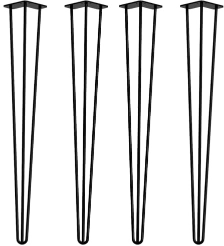 Premium Steel Hairpin Furniture Legs, Multiple sizes and colours, Industrial Style with Screws, Handmade in UK (86cm - 4 Legs/Counter, Black)
