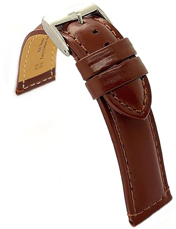 diloy Uhrenarmband Leder bombiert sportlich 363 | Rindslederarmband für Damen und Herren, klassisch elegant, 5 mm, antiallergisches Futter, Schnellwechsel oder Werkzeug
