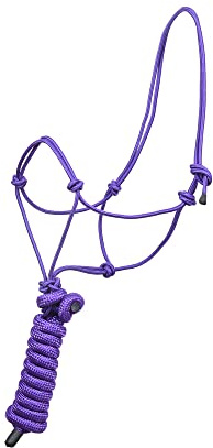 SIE Rope Halter for Horses with 8 ft Lead Rope 4 knot Horse Halters (Purple)